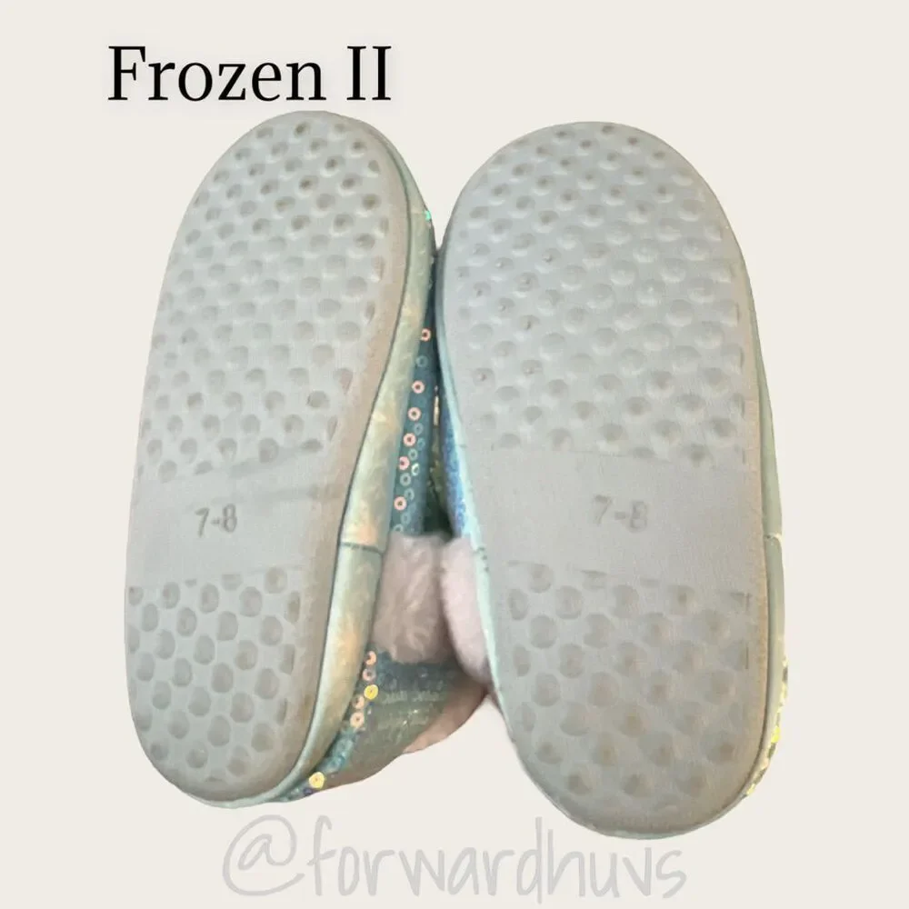 Frozen II - 2 Pair Sequin Kids Booties and Slippers Size 7/8